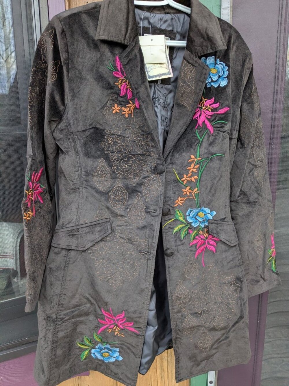 Paparazzi by Biz Long Embroidered Floral Boho Jacket XL